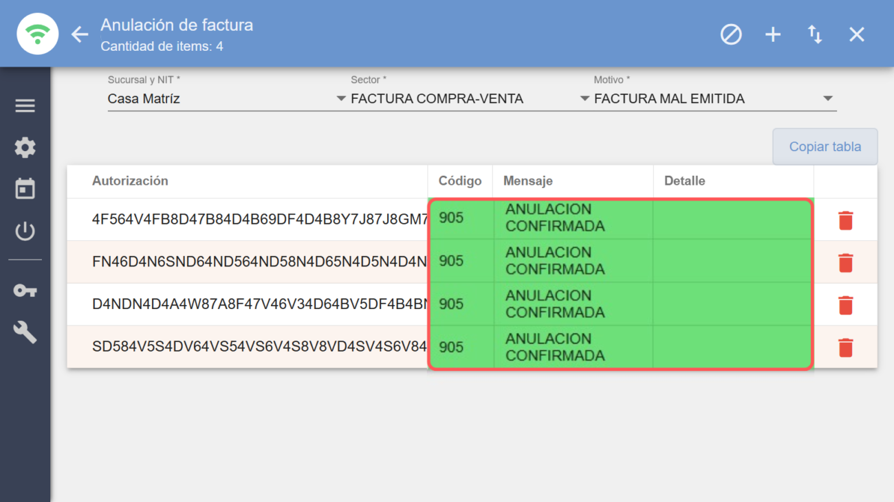 SF Confirmación Anulación de factura