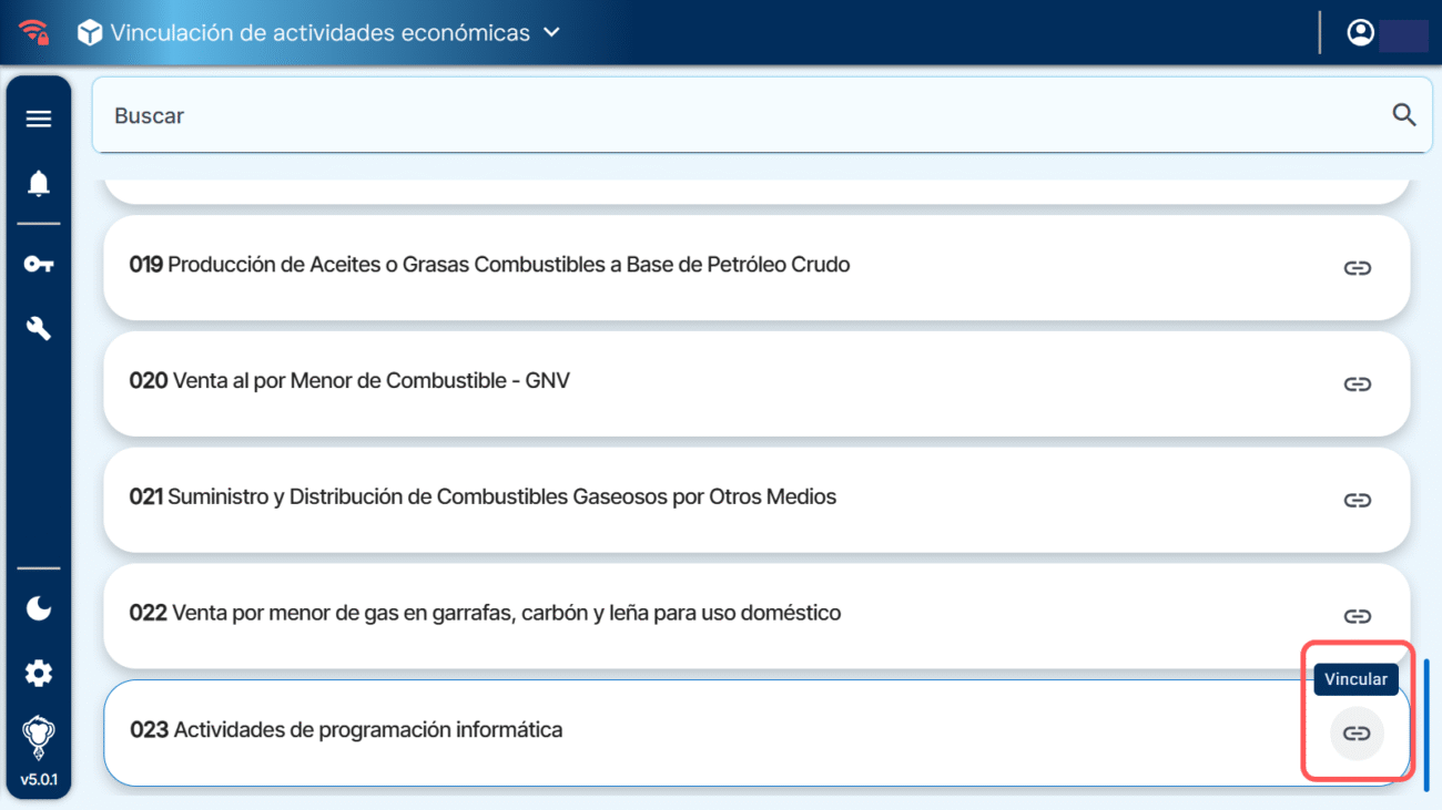 Vincular actividades económicas
