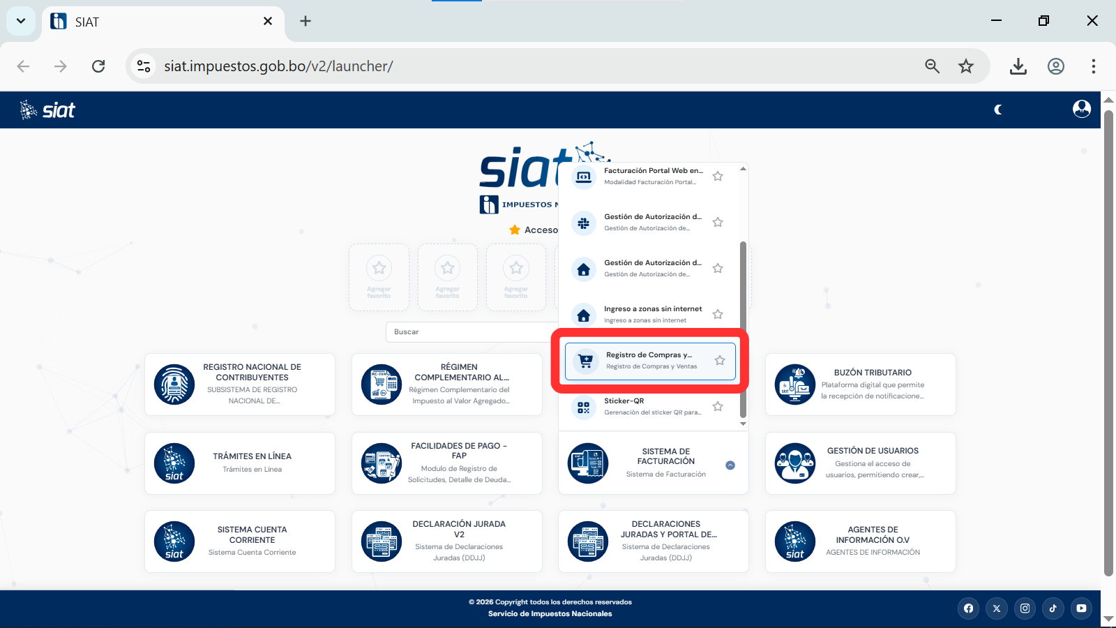 SIAT - Registro de Compras y Ventas