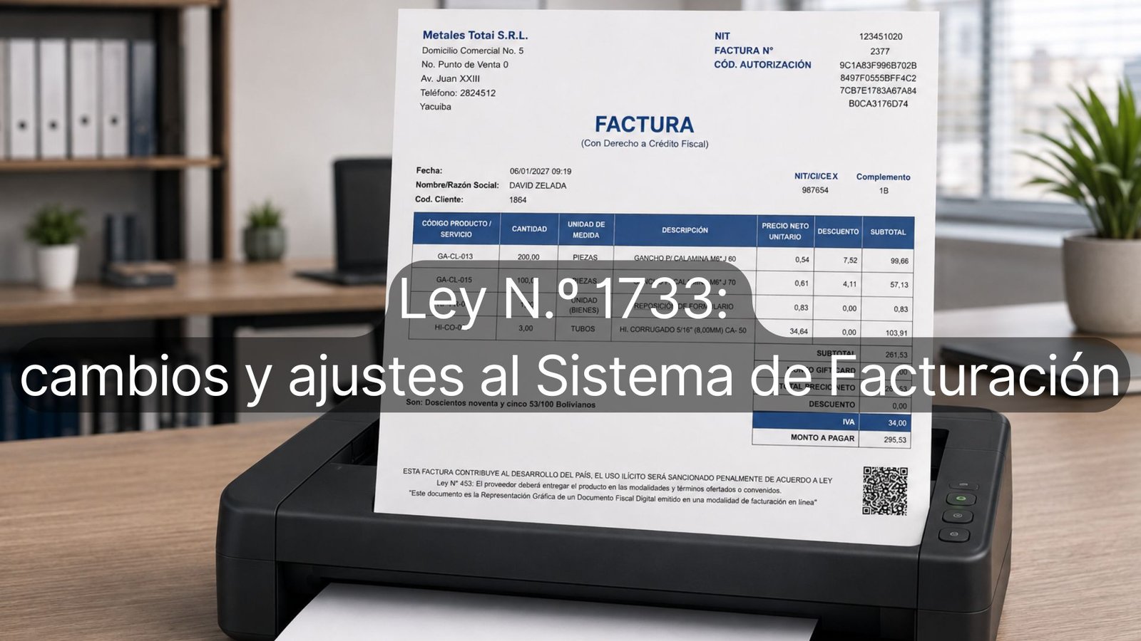 Ley N.º 1733 cambios y ajustes al Sistema de Facturación
